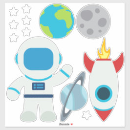 Schattigee Astronaut Raketschip Space Theme Sticke Sticker