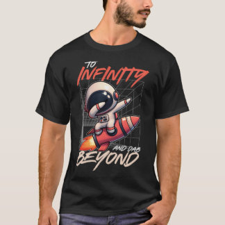 Schattigee astronaut rijdt op een ruimteraket tot t-shirt