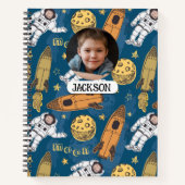 Schattigee Astronaut Rocket Moon Sterren Ruimtemon Notitieboek (Voorkant)