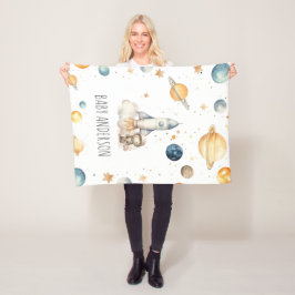 Schattigee astronaut ruimte monogram jongens fleece deken