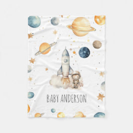 Schattigee astronaut ruimte monogram jongens fleece deken