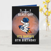 Schattigee astronaut ruimteraket Mars Blue 8e verj Kaart (Gele Bloem)