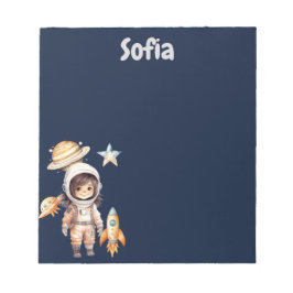 Schattigee astronaut Space Adventure gepersonalise Notitieblok