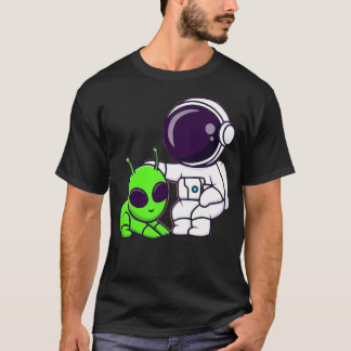 Schattigee astronaut speelt met buitenaardse Carto T-shirt