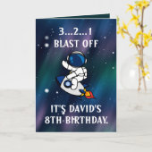 Schattigee astronaut Starry Black en Green 8e verj Kaart (Gele Bloem)