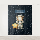 Schattigee astronaut Teddy Bear Verjaardag Achterg Wandkleed (Voorkant)