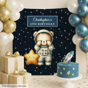 Schattigee astronaut Teddy Bear Verjaardag Achterg Wandkleed
