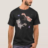 Schattigee astronaut wasbeer en rode panda raketru t-shirt (Voorkant)