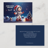 Schattigee astronautenjongen die Kerstmis in Kosmo Notitiekaartje (Voorkant / Achterkant)