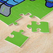 Schattigee astronautenjongen en raket met naam legpuzzel (Zijkant)