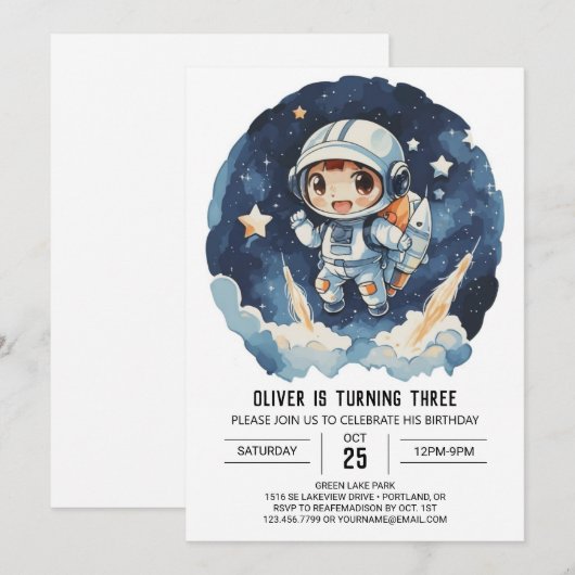 Schattigee astronautenjongen van de moderne tijd kaart (Voorkant / Achterkant)