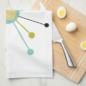 Schattigee Atomic Star Retro Turquoise Yellow Midc Theedoek (Quarter Fold)