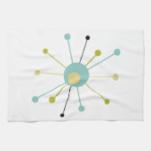 Schattigee Atomic Star Retro Turquoise Yellow Midc Theedoek (Horizontaal)