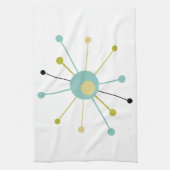 Schattigee Atomic Star Retro Turquoise Yellow Midc Theedoek (Verticaal)