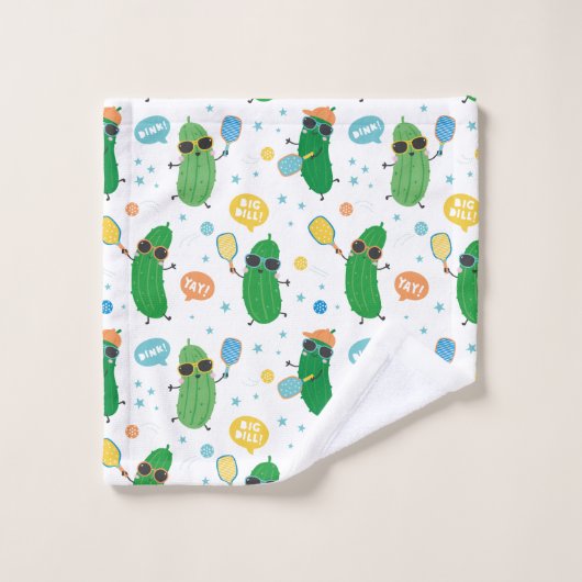 Schattigee augurken spelen Pickleball op wit Bad Handdoek (Wasdoekje)