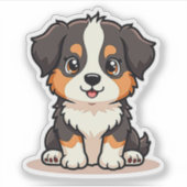 Schattigee Aussie Shepherd Puppy – Zittende Pose Sticker (Voorkant)