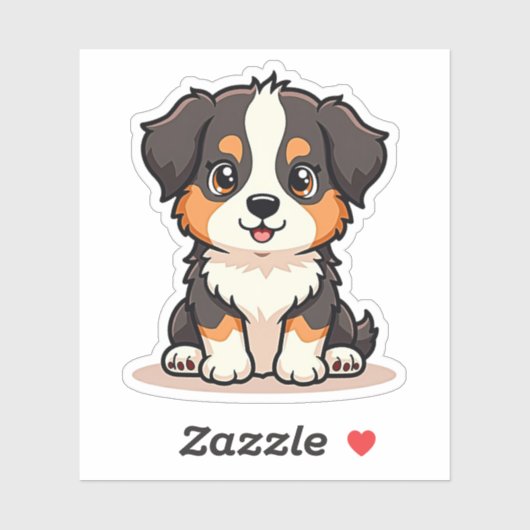 Schattigee Aussie Shepherd Puppy – Zittende Pose Sticker (Vel)