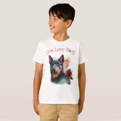 Schattigee Australian Kelpie Dog Floral T-shirt (Voorkant volledig)