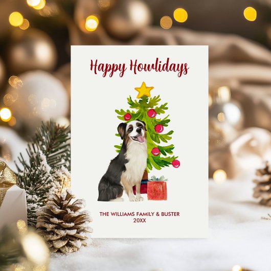 Schattigee Australian Shepherd Dog Family Kerstmis Feestdagenkaart