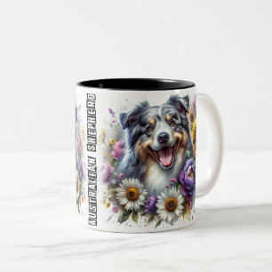 Schattigee Australian Shepherd Dog Wrap Tweekleurige Koffiemok