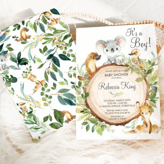Schattigee Australische Dieren Koala Baby shower N Kaart