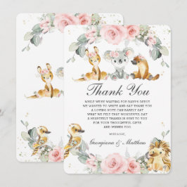 Schattigee Australische Dieren Roze Bloemen Groen Bedankkaart