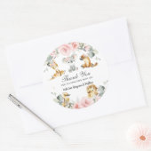 Schattigee Australische Dieren Roze Bloemen Groen Ronde Sticker (Envelop)