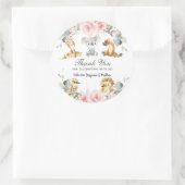 Schattigee Australische Dieren Roze Bloemen Groen Ronde Sticker (Tas)