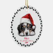 Schattigee Australische Herder Hond Santa Hat Penc Keramisch Ornament (Rechts)