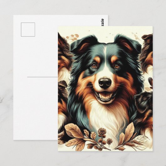 Schattigee Australische herder schilderij Briefkaart (Voorkant / Achterkant)