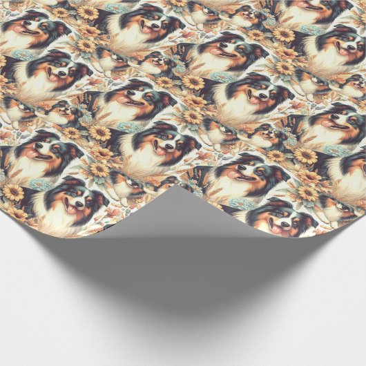 Schattigee Australische herder  schilderij Cadeaupapier (Hoek)