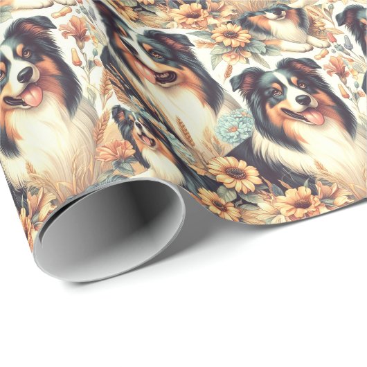 Schattigee Australische herder  schilderij Cadeaupapier (Rol Hoek)