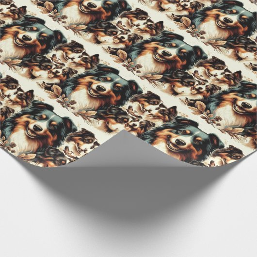 Schattigee Australische herder schilderij Cadeaupapier (Hoek)