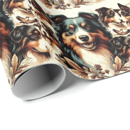 Schattigee Australische herder schilderij Cadeaupapier (Rol Hoek)