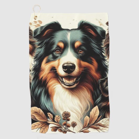 Schattigee Australische herder schilderij Golfhanddoek (Voorkant)