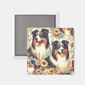 Schattigee Australische herder  schilderij Magneet (Voorkant / Achterkant)