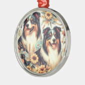 Schattigee Australische herder  schilderij Metalen Ornament (Links)