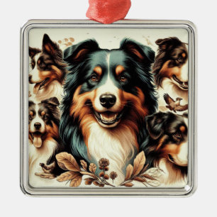 Schattigee Australische herder schilderij Metalen Ornament
