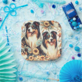 Schattigee Australische herder  schilderij Papieren Bordje (Feest)