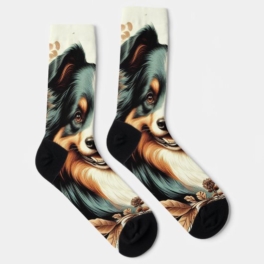 Schattigee Australische herder schilderij Sokken (Rechts)