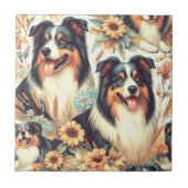 Schattigee Australische herder schilderij Tegeltje (Voorkant)