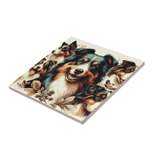 Schattigee Australische herder schilderij Tegeltje (Zijkant)