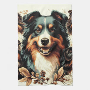 Schattigee Australische herder schilderij Theedoek
