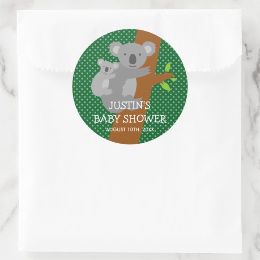 Schattigee Australische koala beer baby shower sti Ronde Sticker (Tas)