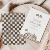 Schattigee auto 1e verjaardagsuitnodiging kaart