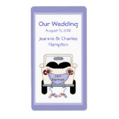 Schattigee auto bruiloft mini wijnlabel etiket (Voorkant)