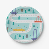 Schattigee auto jongen verjaardagsfeestje papieren bordje (Voorkant)