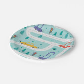 Schattigee auto jongen verjaardagsfeestje papieren bordje (Gekanteld)