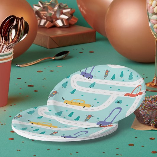 Schattigee auto jongen verjaardagsfeestje papieren bordje