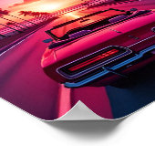 Schattigee Auto Palmbomen Strand Zomer Roze Uitzic Poster (Hoek)